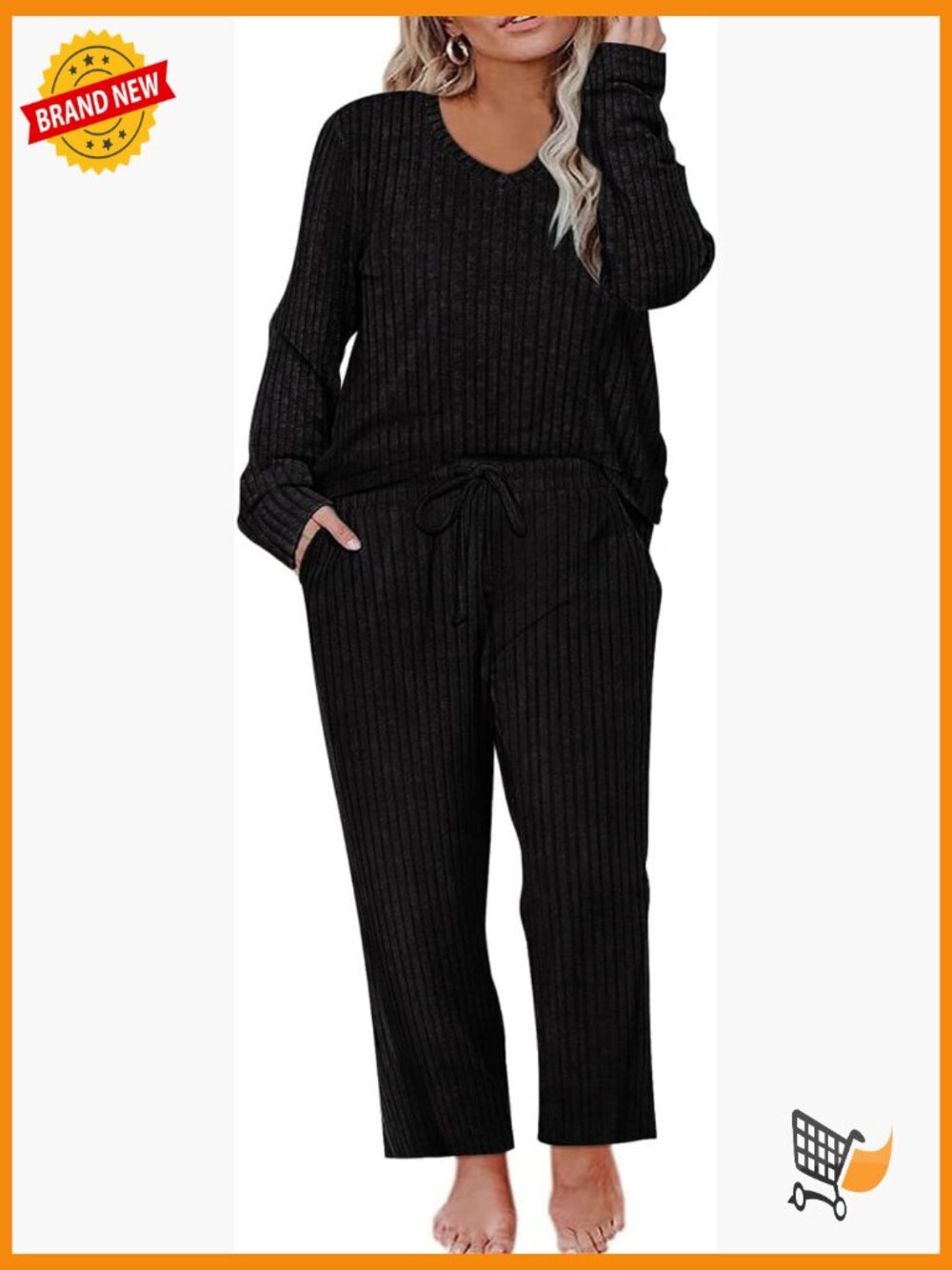 Womens 2 Piece Lounge Set Knit Sweatsuit Pajama Set XL-5XL